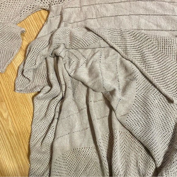 🏷️🏷️Ladies Tan Beige wool blend Duster Herringbone knit cardigan layering - Picture 3 of 9